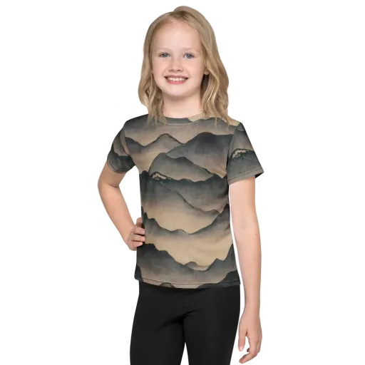 Quiet Mountains on a Kids Crew Neck T-Shirt