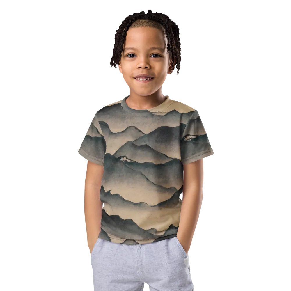 Quiet Mountains on Kids Crew Neck T-Shirt — Front