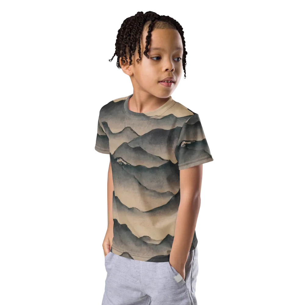 Quiet Mountains on Kids Crew Neck T-Shirt — Left Front