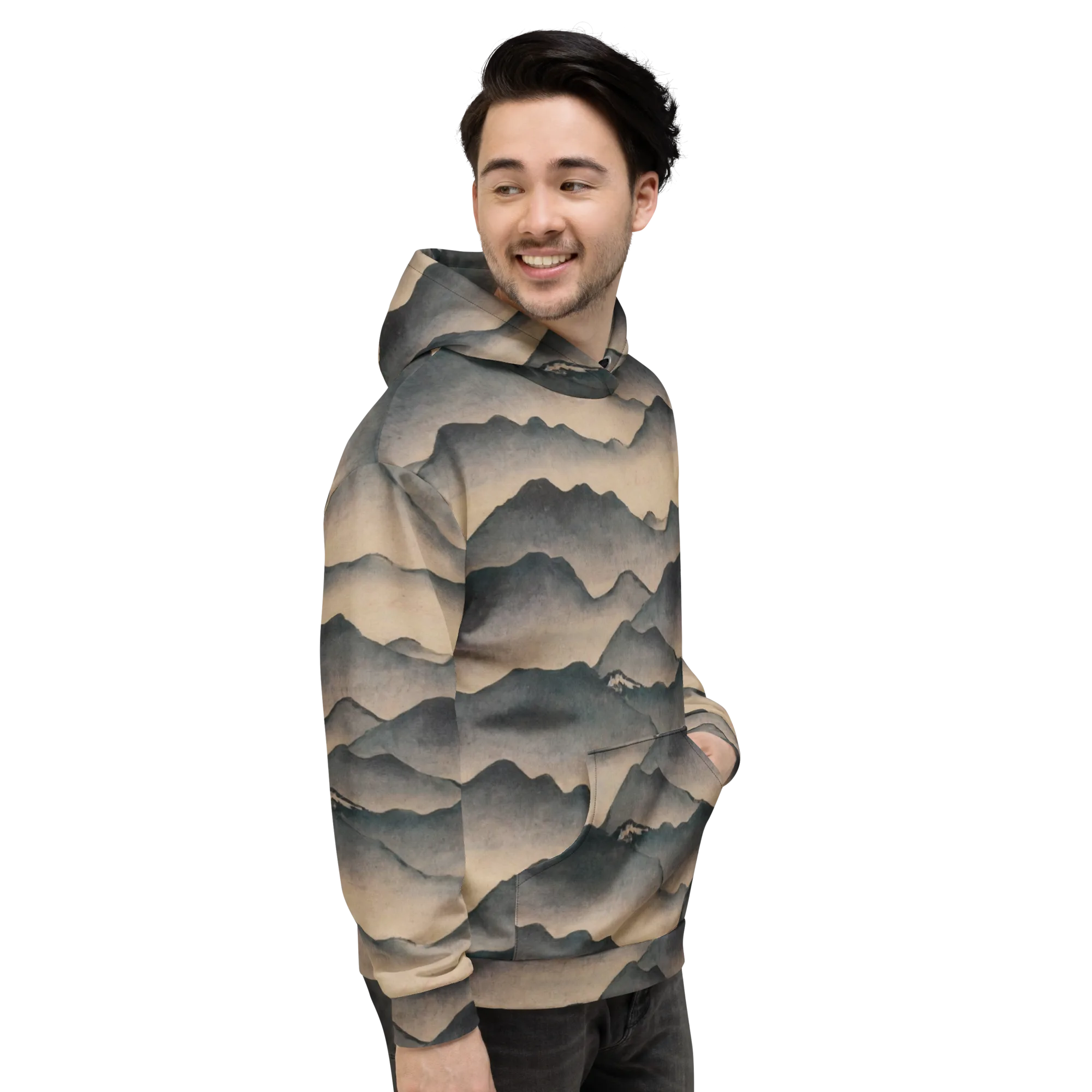 Quiet Mountains on Hoodie — Right