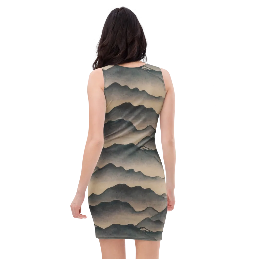 Quiet Mountains on Bodycon Dress — Back