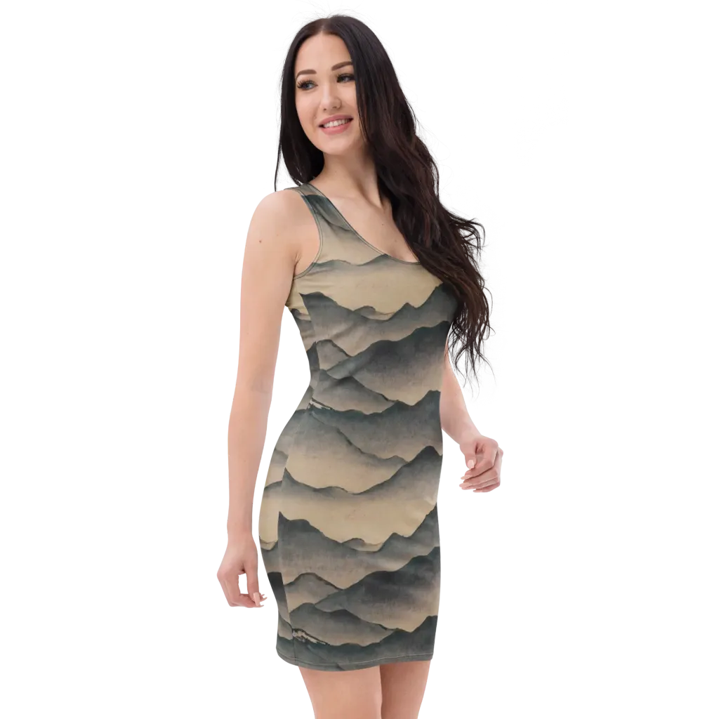 Quiet Mountains on Bodycon Dress — Right Front