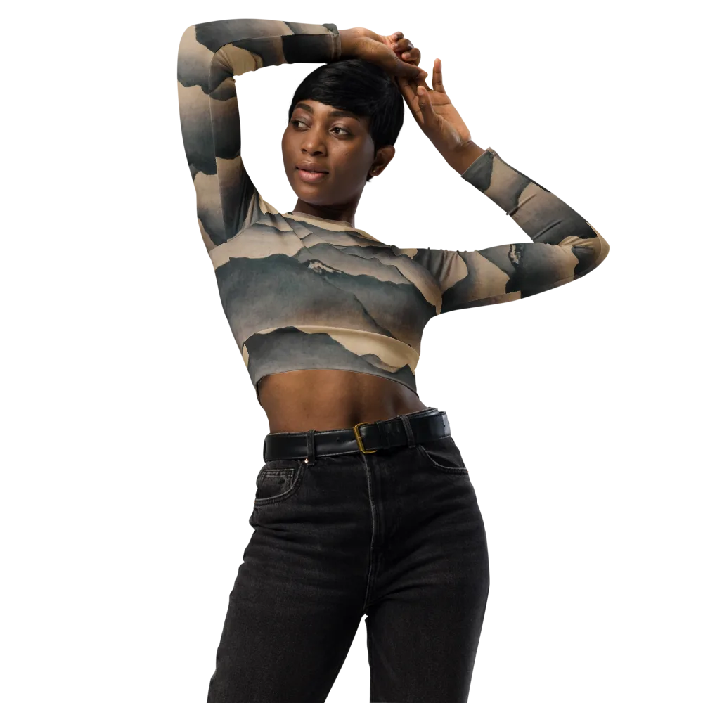 Quiet Mountains on Long Sleeve Crop Top — Front