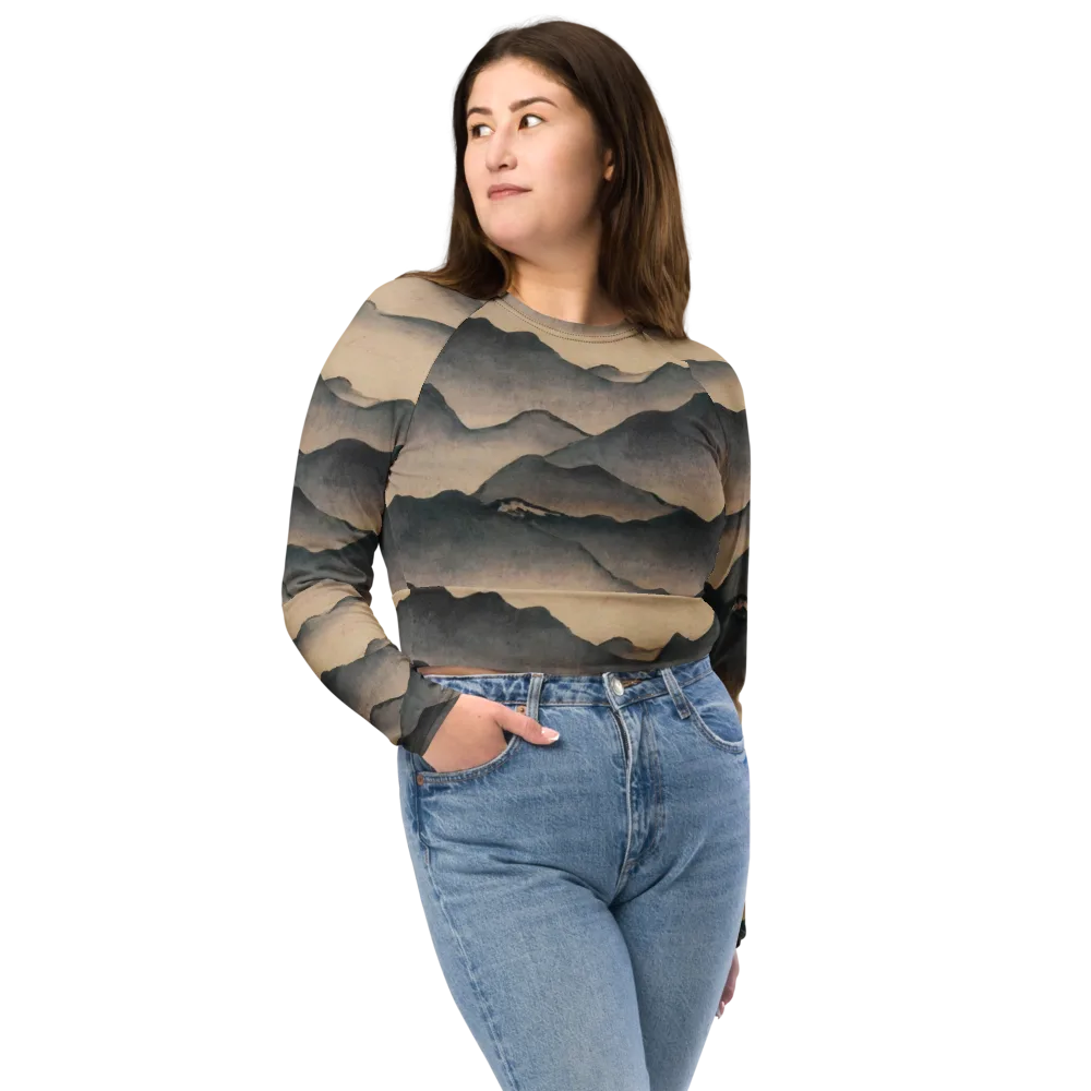 Quiet Mountains on Long Sleeve Crop Top — Front