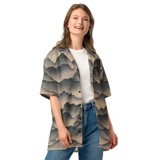 Quiet Mountains on a Button Shirt