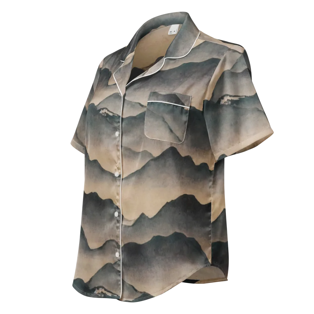 Quiet Mountains on Women's Short Sleeve Pajama Top — Left Front