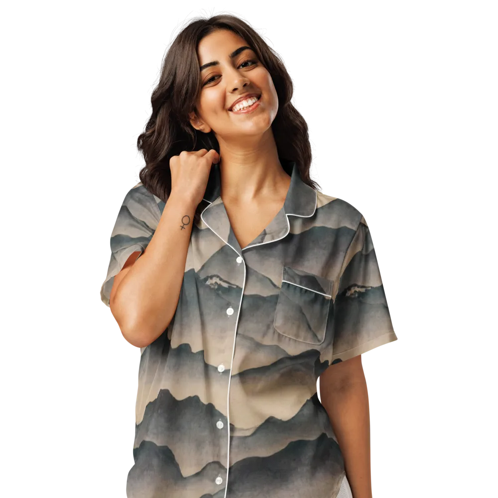 Quiet Mountains on Women's Short Sleeve Pajama Top — Front
