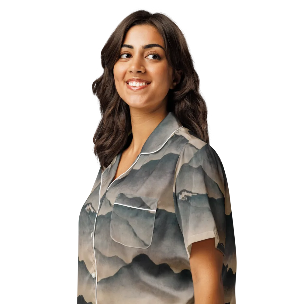 Quiet Mountains on Women's Short Sleeve Pajama Top — Left Front