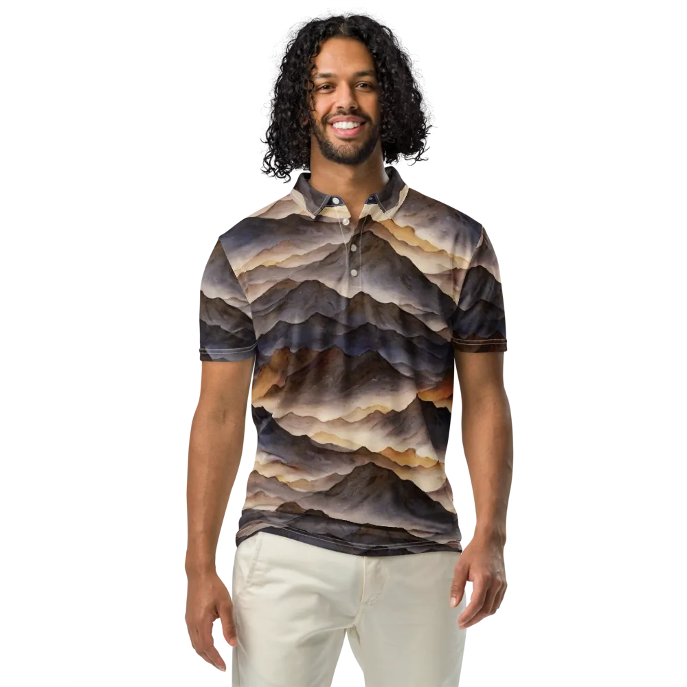 Indigo Mountain Range on Men's Slim Fit Polo Shirt — Front