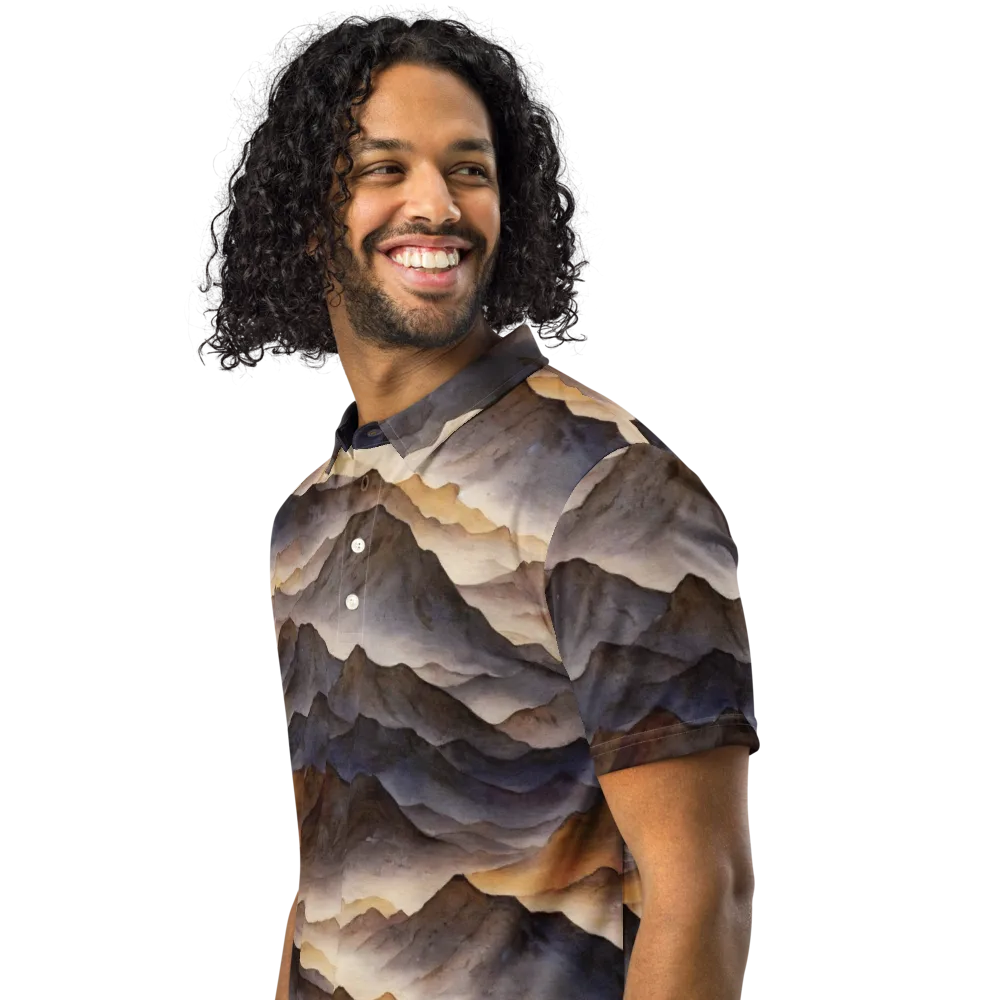Indigo Mountain Range on Men's Slim Fit Polo Shirt — Left Front