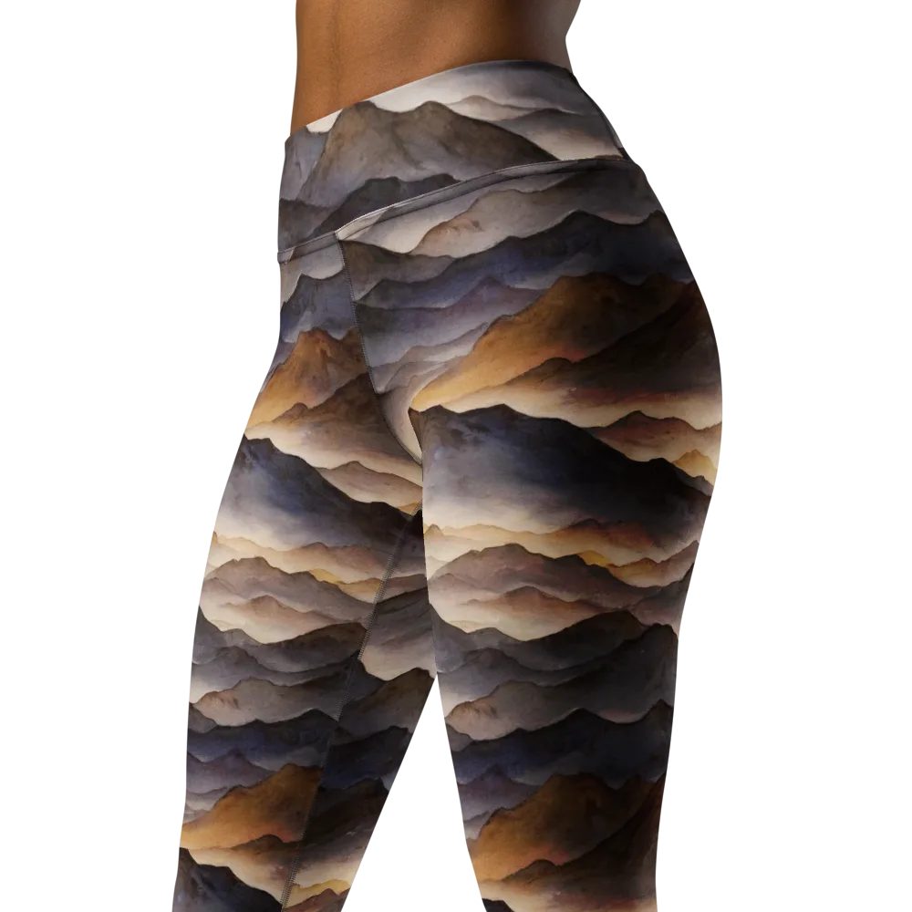 Indigo Mountain Range on Yoga Leggings — Left Front
