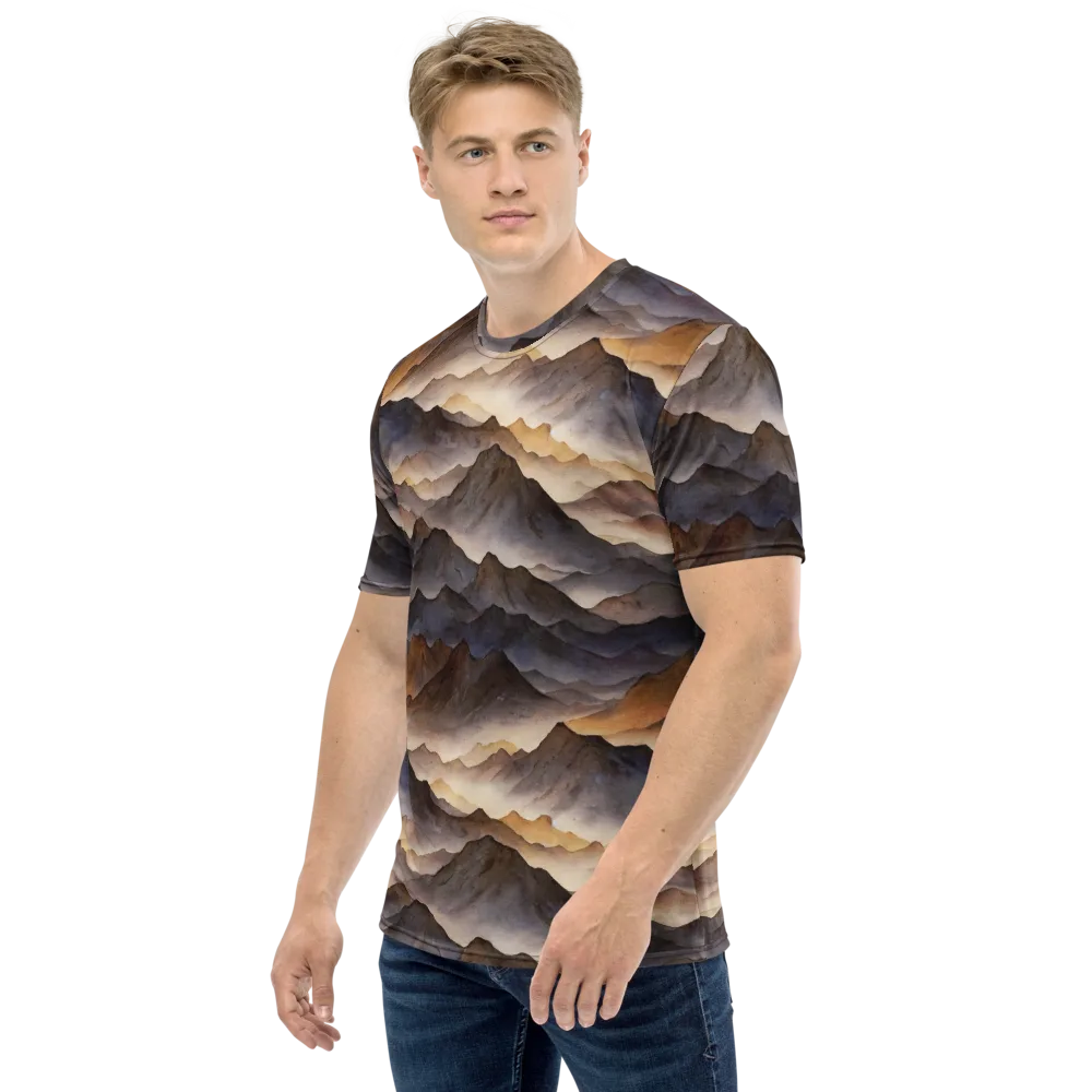 Indigo Mountain Range on Men's Crew Neck T-Shirt — Left