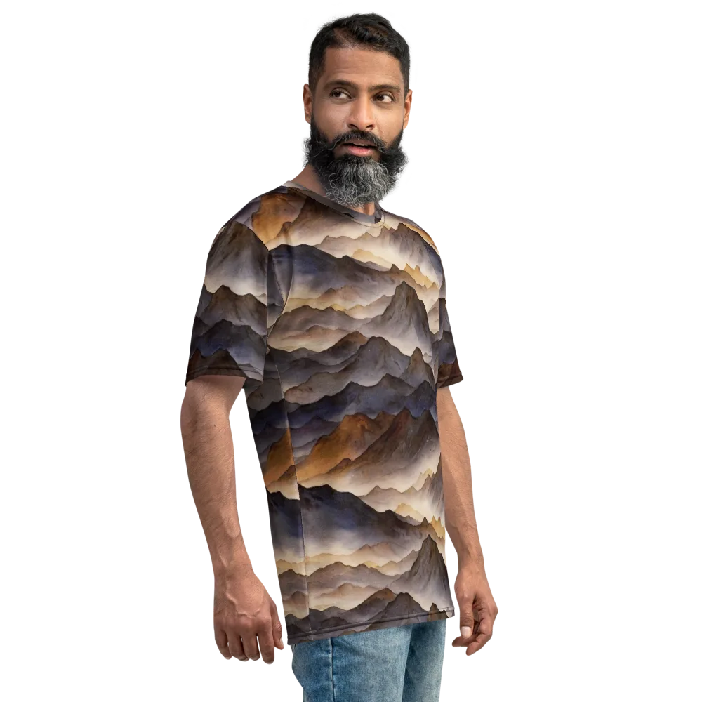 Indigo Mountain Range on Men's Crew Neck T-Shirt — Right