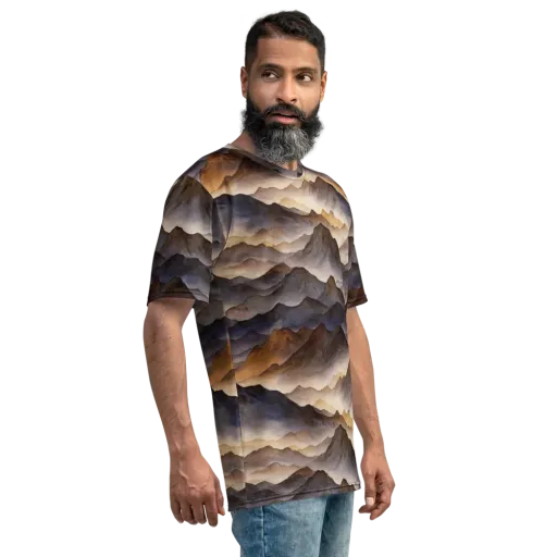 Indigo Mountain Range on a Men's Crew Neck T-Shirt