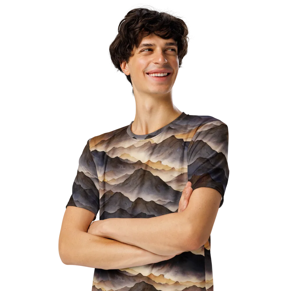 Indigo Mountain Range on Men's Crew Neck T-Shirt — Left Front