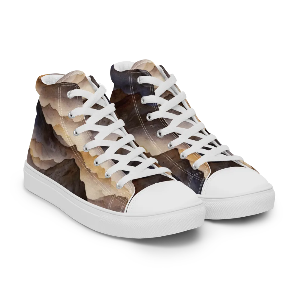 Indigo Mountain Range on Men's High Top Canvas Shoes — Right Front