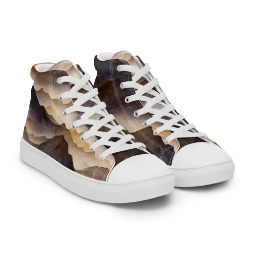 Indigo Mountain Range on a Men's High Top Canvas Shoes