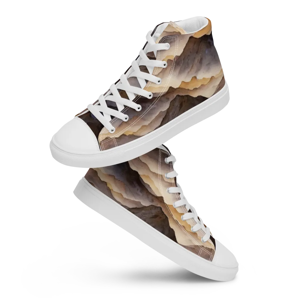 Indigo Mountain Range on Men's High Top Canvas Shoes — Front