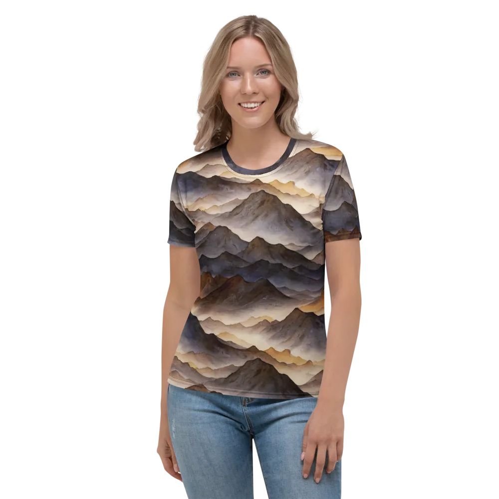 Indigo Mountain Range on Women's Crew Neck T-Shirt — Front