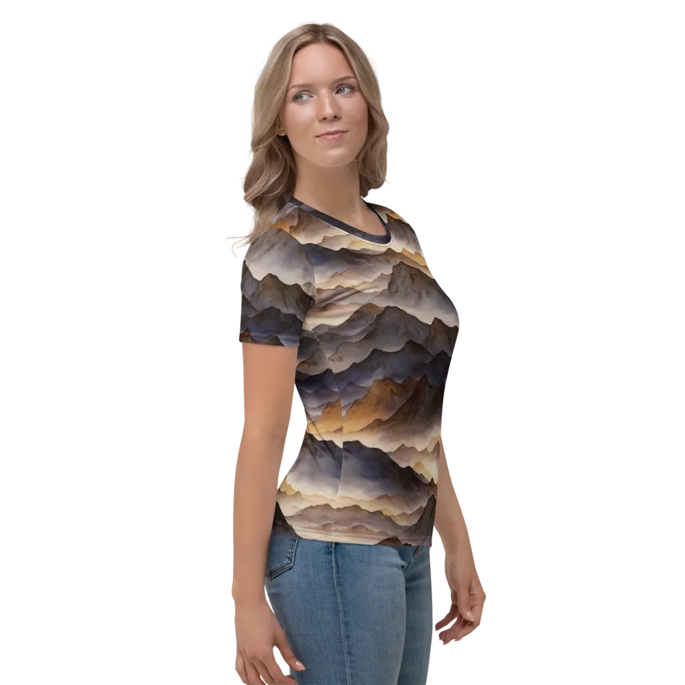 Indigo Mountain Range on Women's Crew Neck T-Shirt — Right