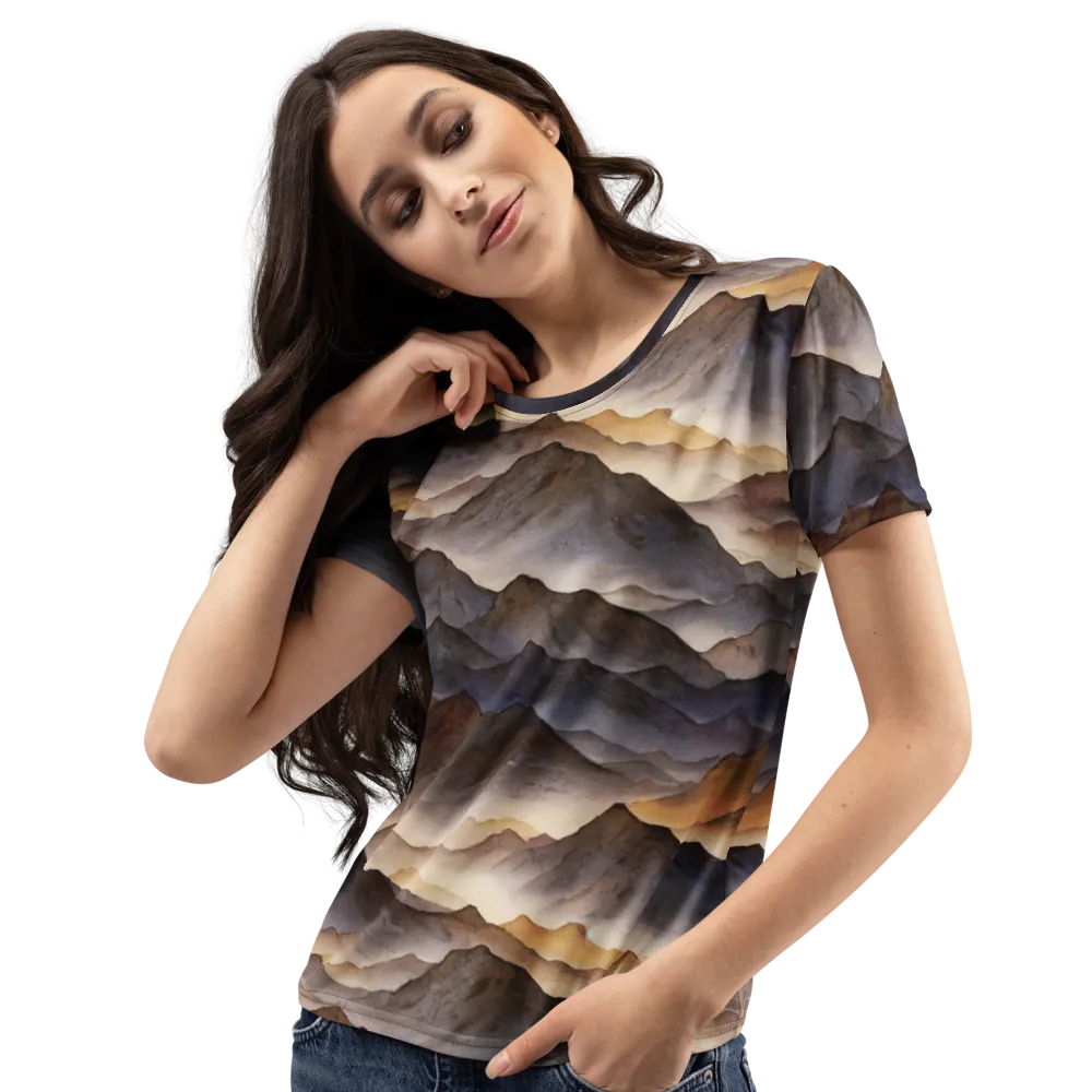 Indigo Mountain Range on Women's Crew Neck T-Shirt — Left Front