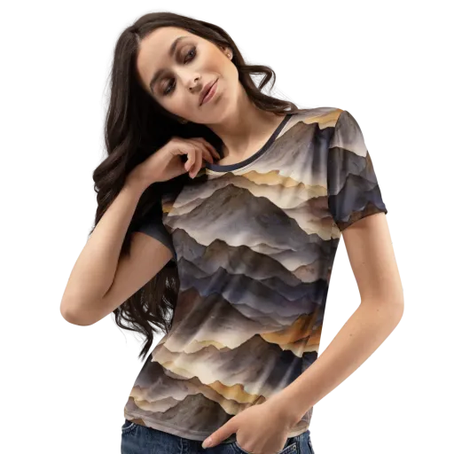 Indigo Mountain Range on a Women's Crew Neck T-Shirt