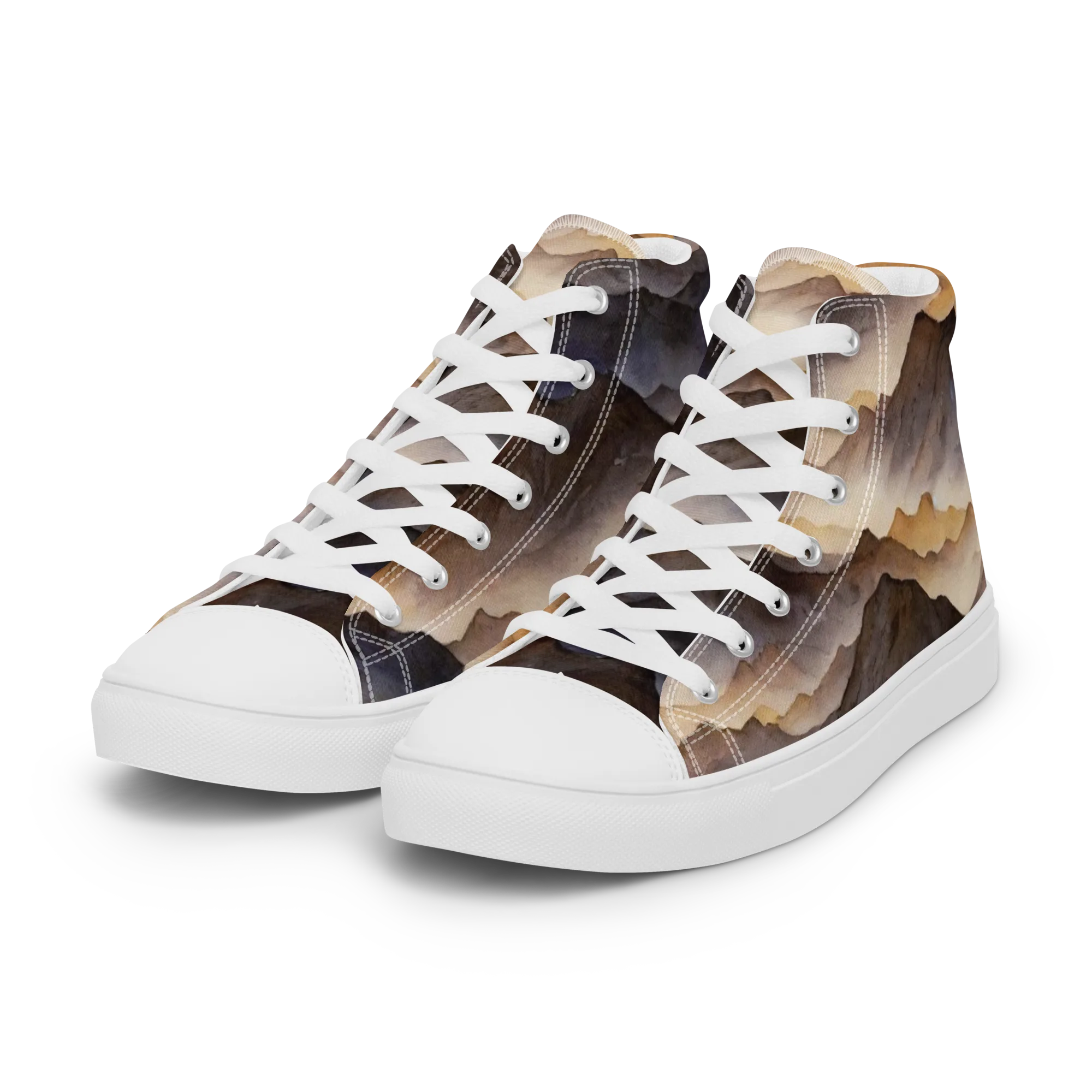 Indigo Mountain Range on Women's High Top Canvas Shoes — Left Front