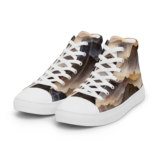 Indigo Mountain Range on a Women's High Top Canvas Shoes