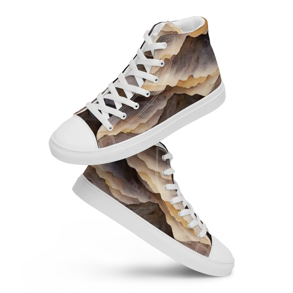 Indigo Mountain Range on Women's High Top Canvas Shoes — Front