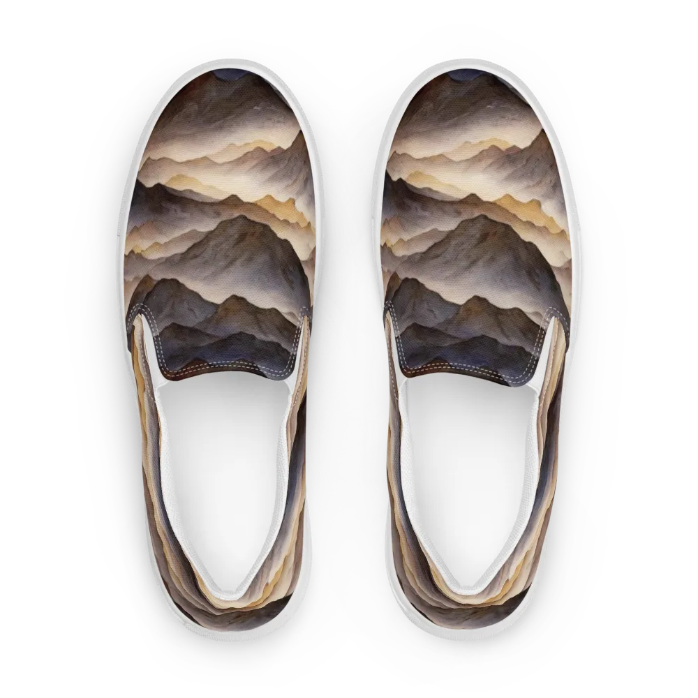 Indigo Mountain Range on Men's Slip-On Canvas Shoes — Front