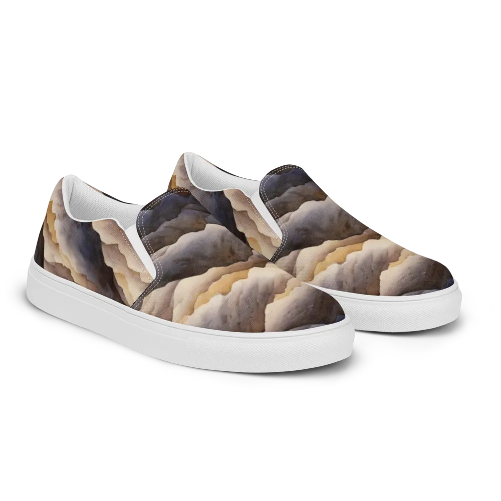 Indigo Mountain Range on Men's Slip-On Canvas Shoes — Right Front