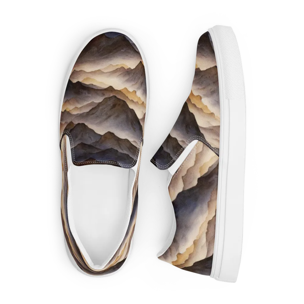 Indigo Mountain Range on Men's Slip-On Canvas Shoes — Front