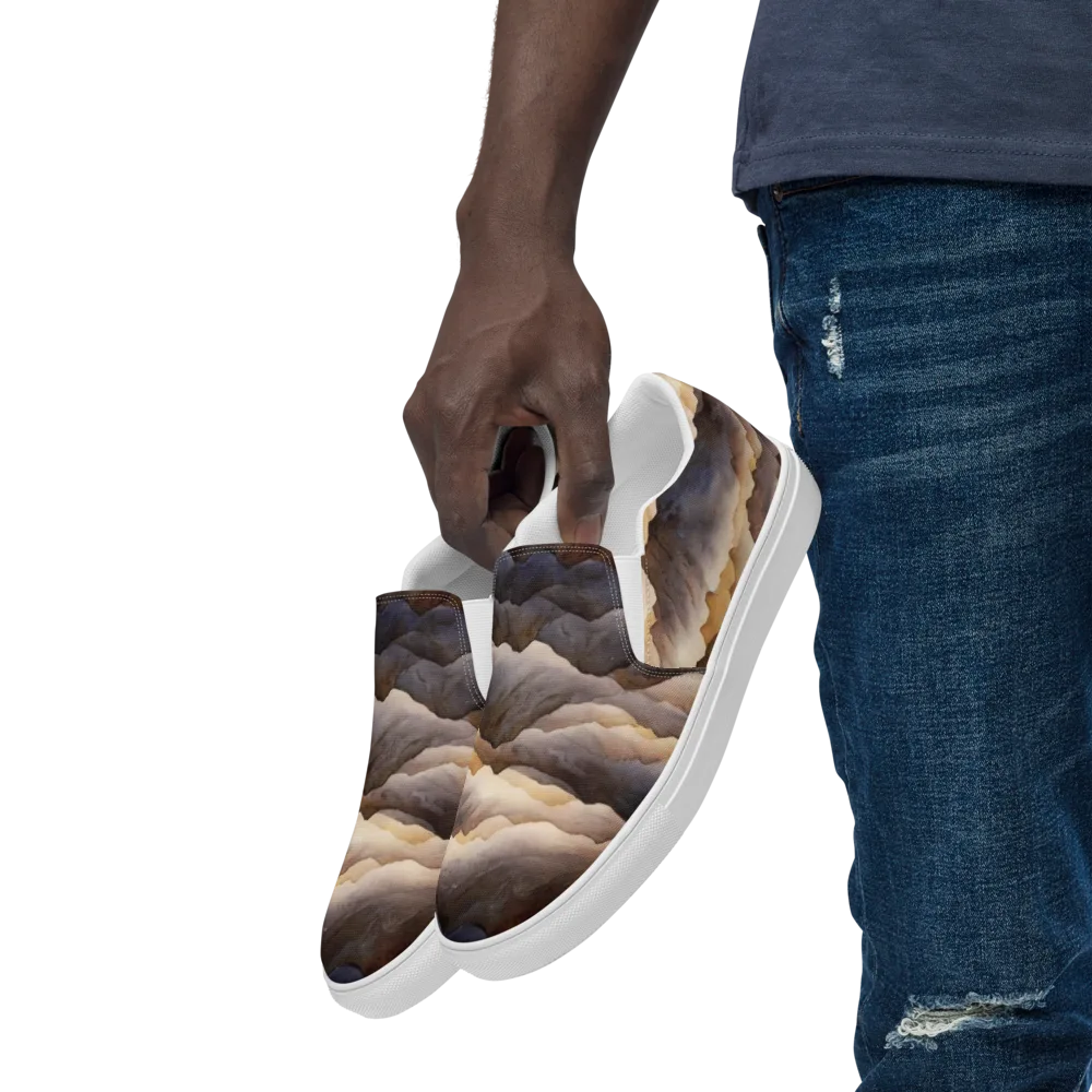 Indigo Mountain Range on Men's Slip-On Canvas Shoes — Left Front