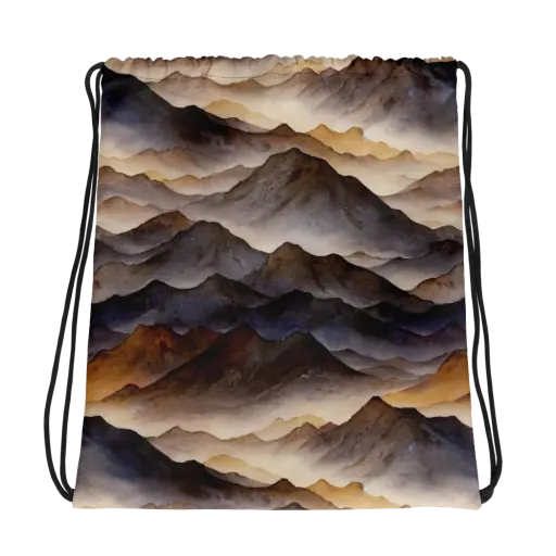 Indigo Mountain Range on a Drawstring Bag