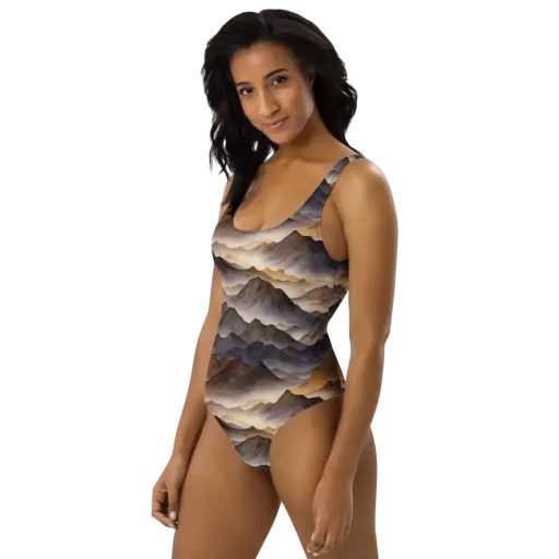 Indigo Mountain Range on a One-Piece Swimsuit