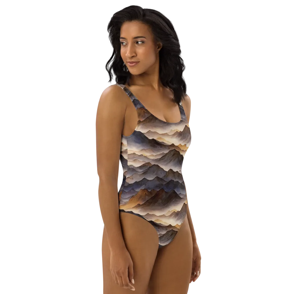Indigo Mountain Range on One-Piece Swimsuit — Right