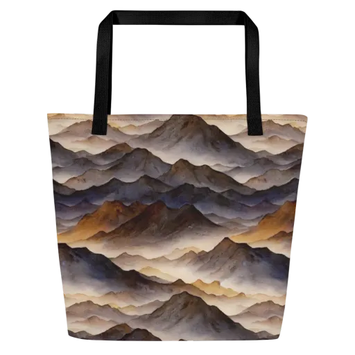 Indigo Mountain Range on a Large Tote Bag W/ Pocket