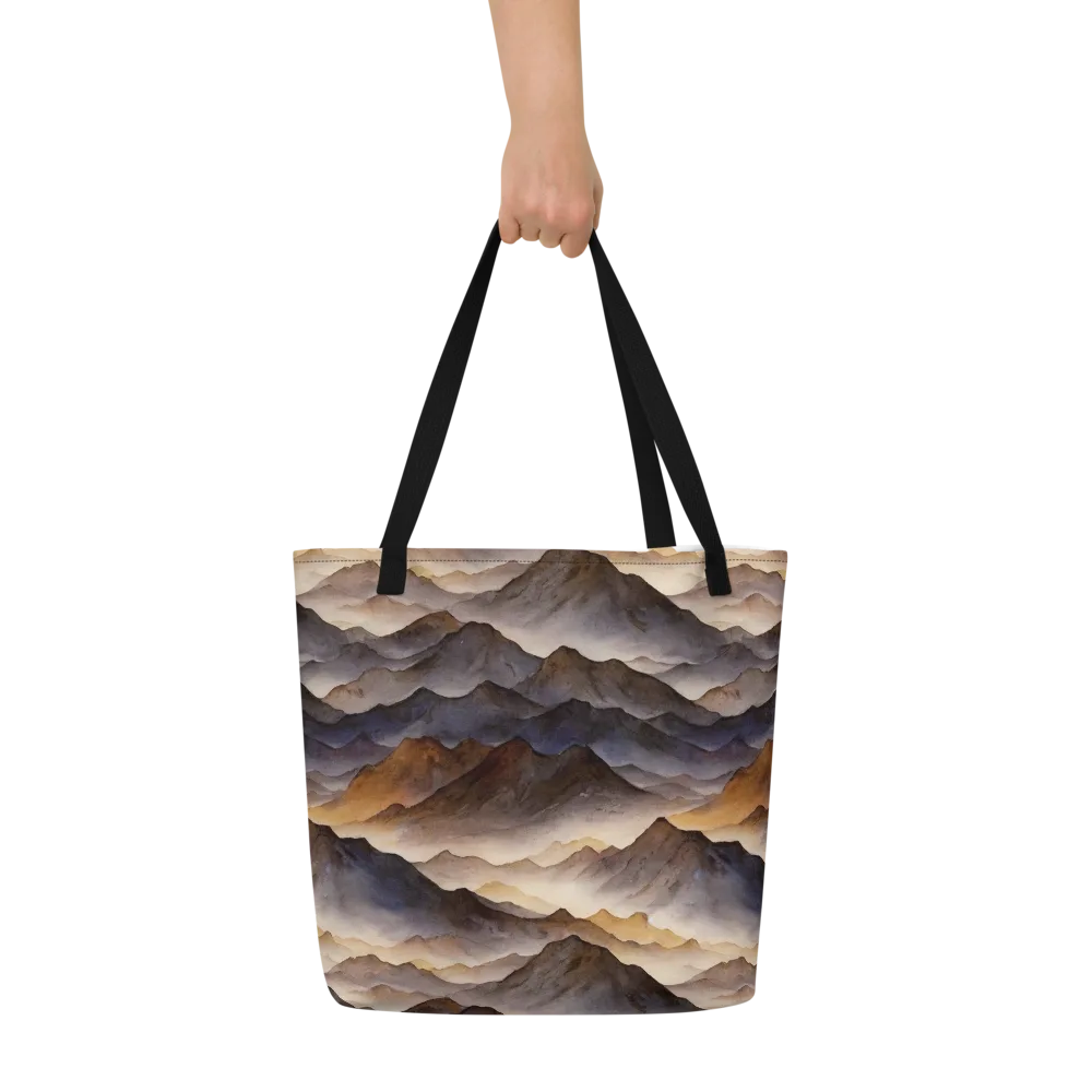 Indigo Mountain Range on Large Tote Bag W/ Pocket — Front