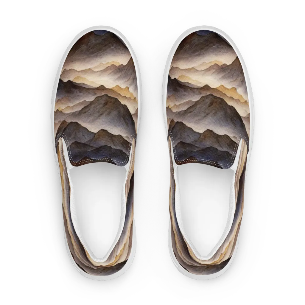 Indigo Mountain Range on Women's Slip-On Canvas Shoes — Front