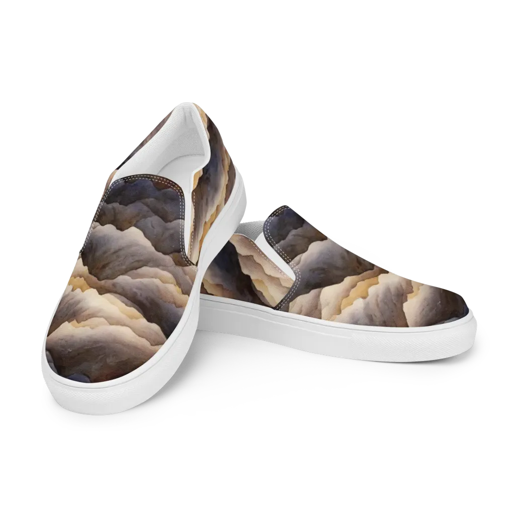 Indigo Mountain Range on Women's Slip-On Canvas Shoes — Left Front