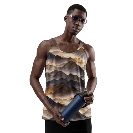 Indigo Mountain Range on a Men's Tank Top