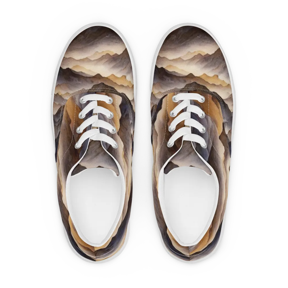 Indigo Mountain Range on Men's Lace-Up Canvas Shoes — Front