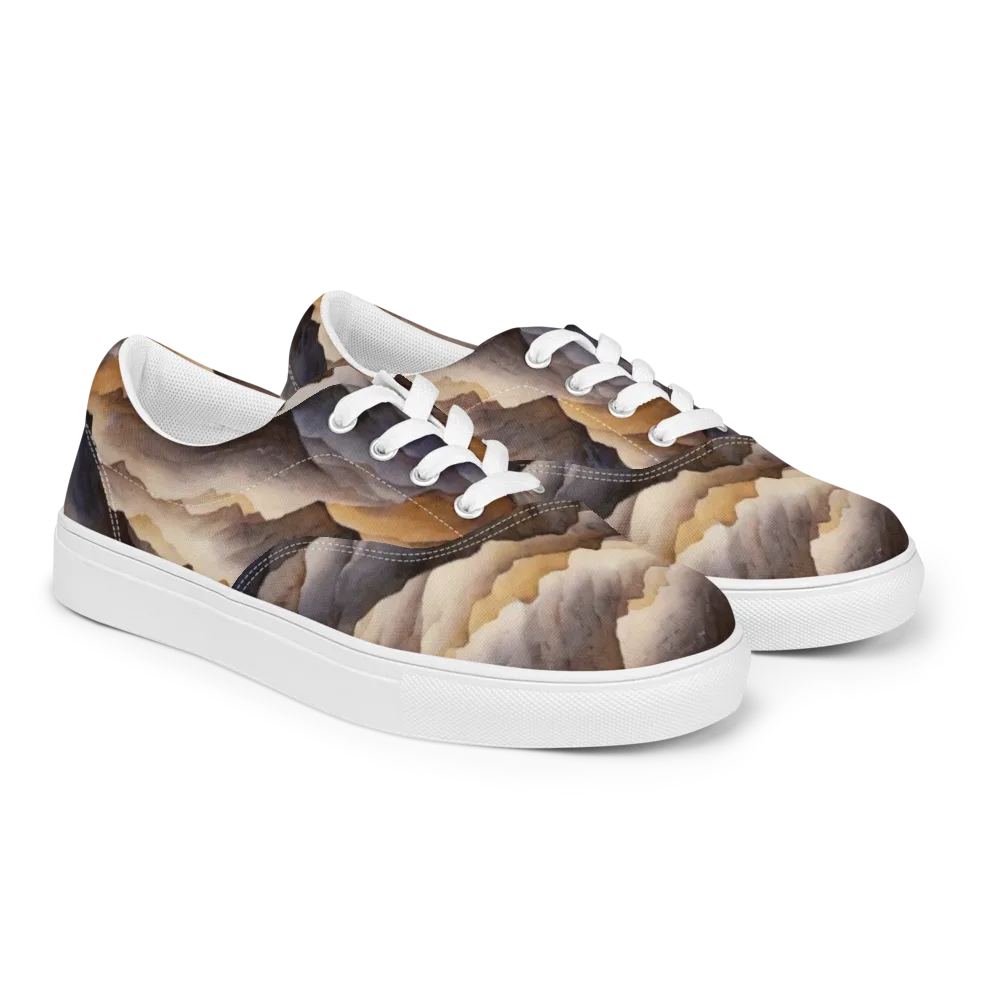 Indigo Mountain Range on Men's Lace-Up Canvas Shoes — Right Front