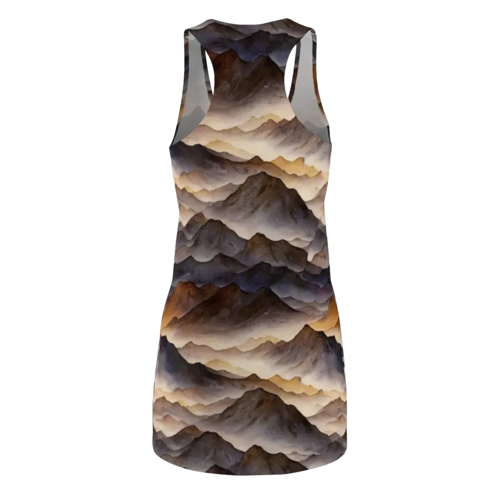 Indigo Mountain Range on Racerback Dress — Back