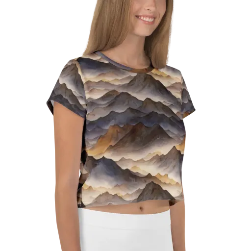 Indigo Mountain Range on a Crop Tee