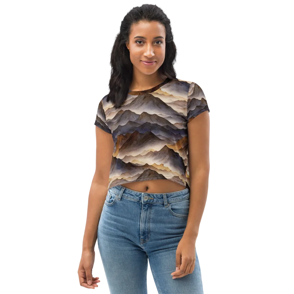 Indigo Mountain Range on Crop Tee — Front