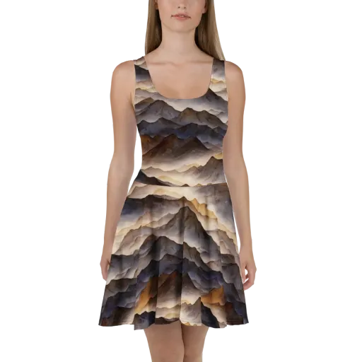 Indigo Mountain Range on a Skater Dress
