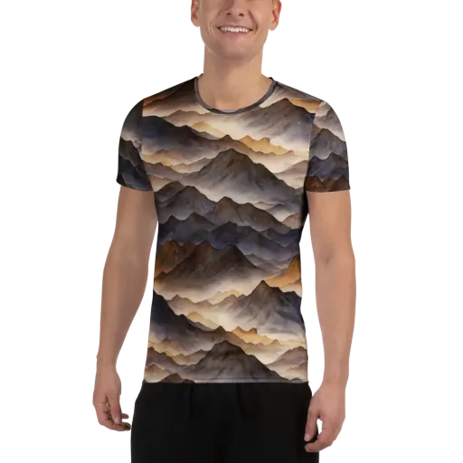 Indigo Mountain Range on a Men's Athletic T-Shirt