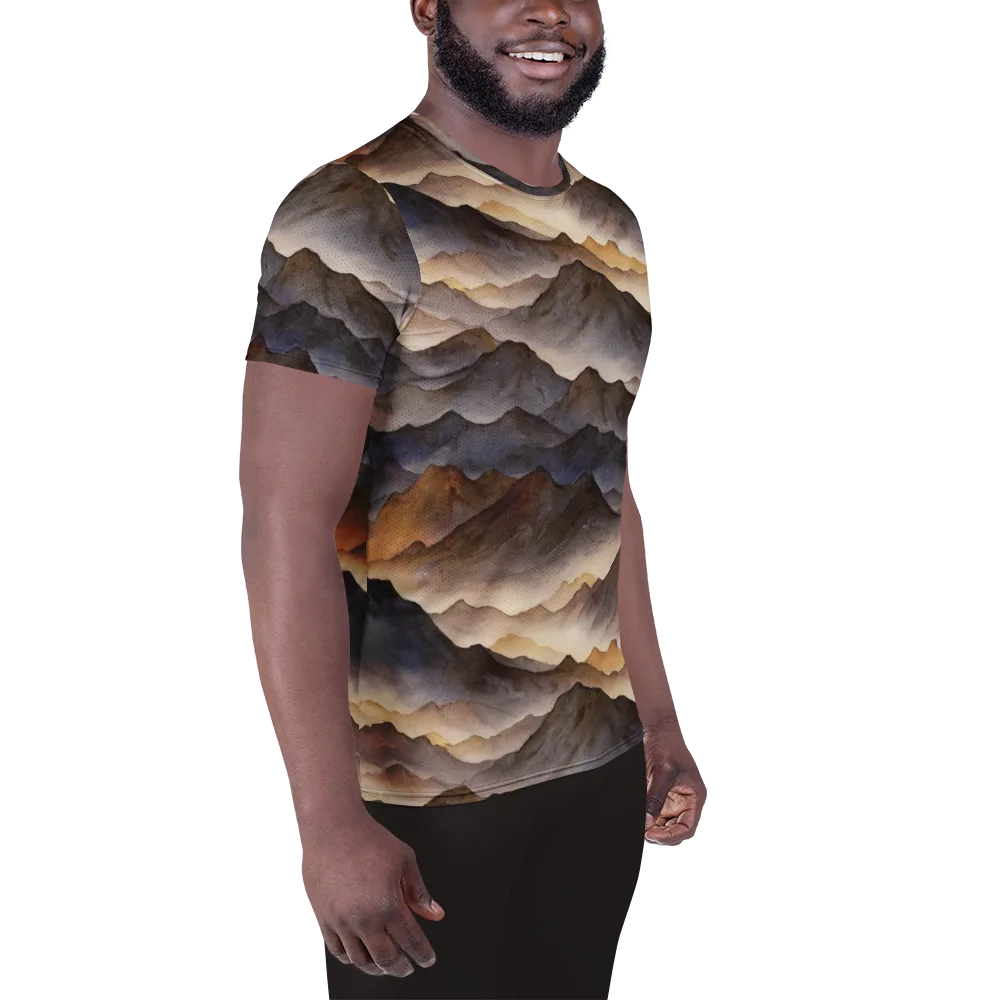 Indigo Mountain Range on Men's Athletic T-Shirt — Right