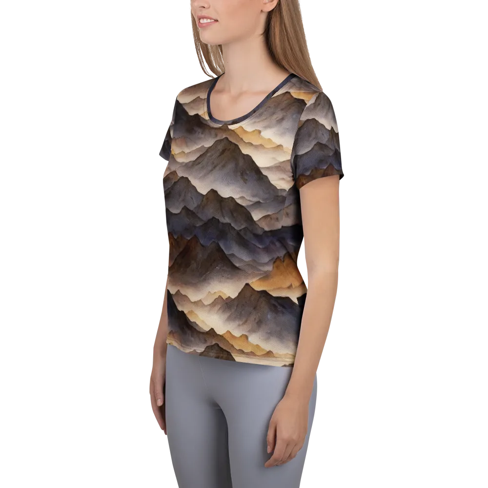 Indigo Mountain Range on Women's Athletic T-Shirt — Left